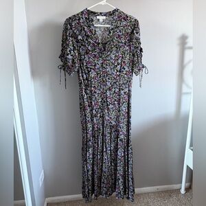 Topshop Pink and Purple Puff Sleeve Maxi Sundress